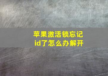 苹果激活锁忘记id了怎么办解开