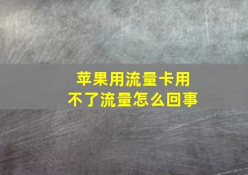 苹果用流量卡用不了流量怎么回事