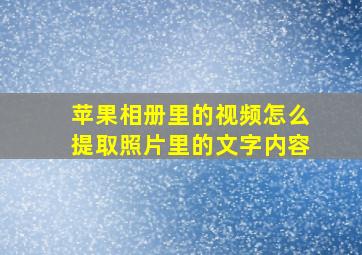 苹果相册里的视频怎么提取照片里的文字内容