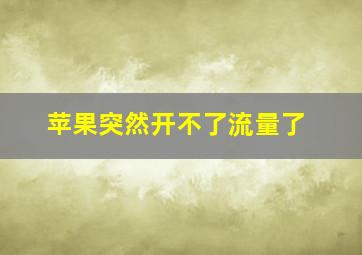 苹果突然开不了流量了