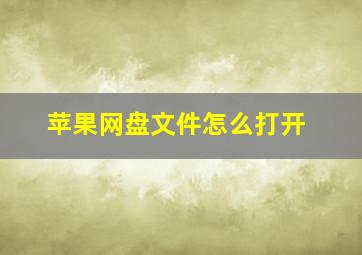 苹果网盘文件怎么打开