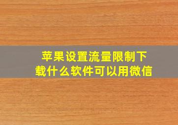 苹果设置流量限制下载什么软件可以用微信