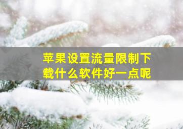 苹果设置流量限制下载什么软件好一点呢