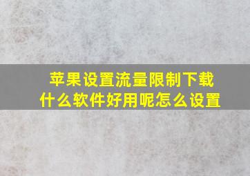 苹果设置流量限制下载什么软件好用呢怎么设置