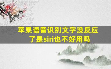 苹果语音识别文字没反应了是siri也不好用吗