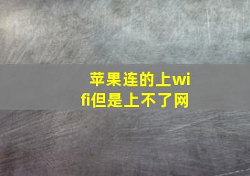 苹果连的上wifi但是上不了网