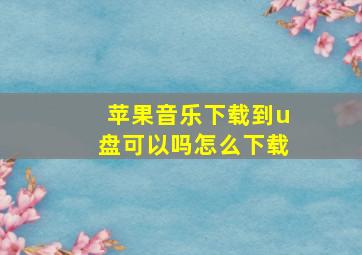 苹果音乐下载到u盘可以吗怎么下载