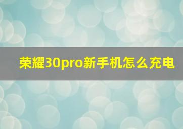 荣耀30pro新手机怎么充电