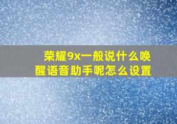 荣耀9x一般说什么唤醒语音助手呢怎么设置