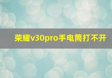 荣耀v30pro手电筒打不开