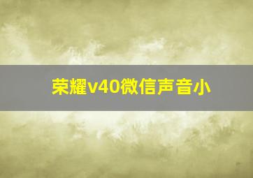 荣耀v40微信声音小