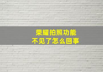 荣耀拍照功能不见了怎么回事