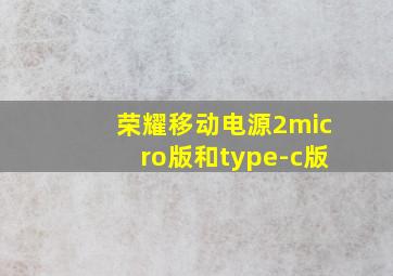 荣耀移动电源2micro版和type-c版