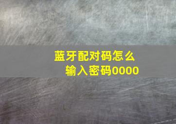 蓝牙配对码怎么输入密码0000