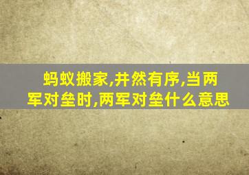 蚂蚁搬家,井然有序,当两军对垒时,两军对垒什么意思