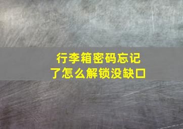 行李箱密码忘记了怎么解锁没缺口