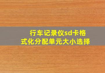 行车记录仪sd卡格式化分配单元大小选择