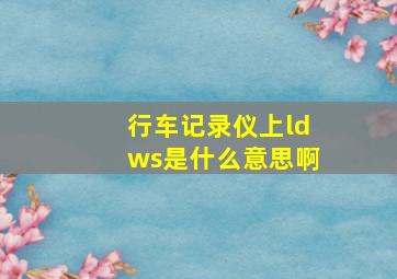 行车记录仪上ldws是什么意思啊