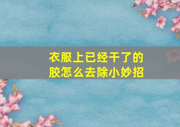 衣服上已经干了的胶怎么去除小妙招