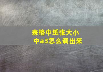 表格中纸张大小中a3怎么调出来