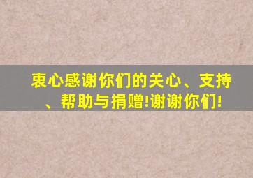 衷心感谢你们的关心、支持、帮助与捐赠!谢谢你们!