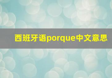 西班牙语porque中文意思