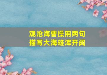 观沧海曹操用两句描写大海雄浑开阔