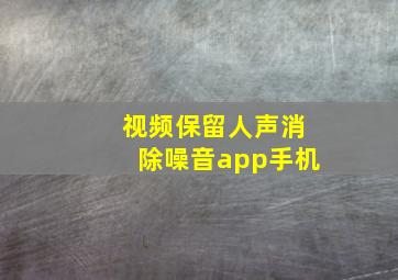 视频保留人声消除噪音app手机