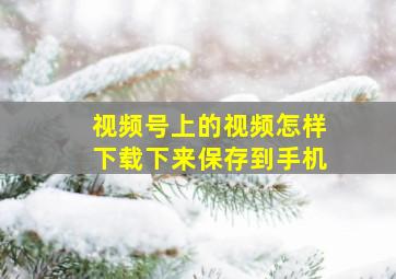 视频号上的视频怎样下载下来保存到手机