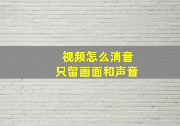 视频怎么消音只留画面和声音