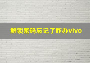 解锁密码忘记了咋办vivo