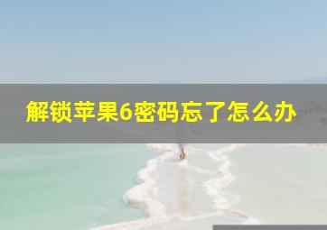 解锁苹果6密码忘了怎么办