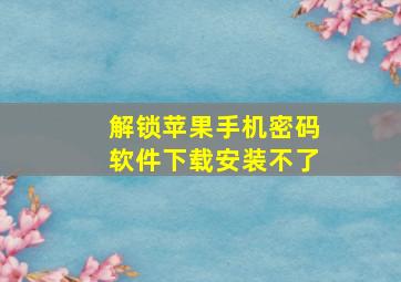 解锁苹果手机密码软件下载安装不了