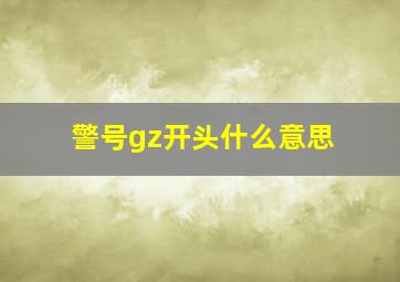 警号gz开头什么意思