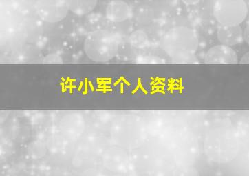 许小军个人资料