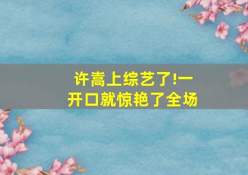 许嵩上综艺了!一开口就惊艳了全场