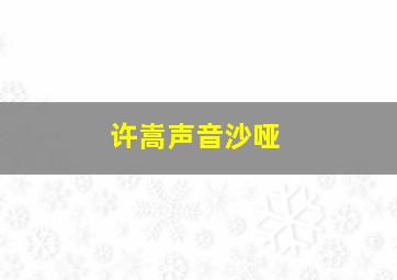 许嵩声音沙哑