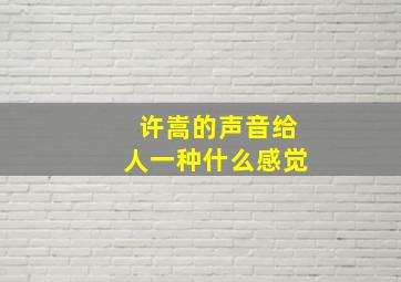 许嵩的声音给人一种什么感觉