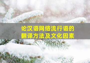 论汉语网络流行语的翻译方法及文化因素