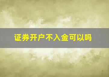 证券开户不入金可以吗