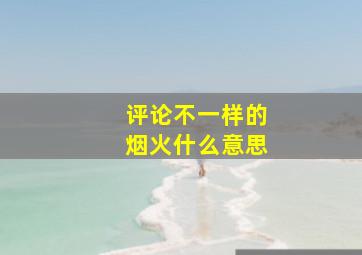 评论不一样的烟火什么意思