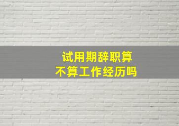 试用期辞职算不算工作经历吗