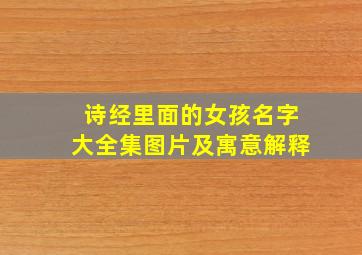 诗经里面的女孩名字大全集图片及寓意解释