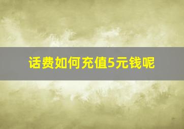 话费如何充值5元钱呢