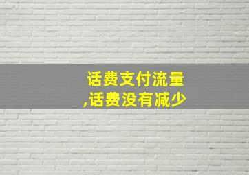 话费支付流量,话费没有减少