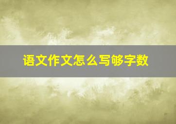 语文作文怎么写够字数