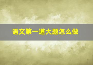 语文第一道大题怎么做