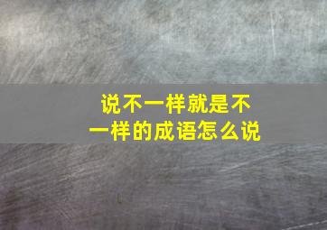 说不一样就是不一样的成语怎么说