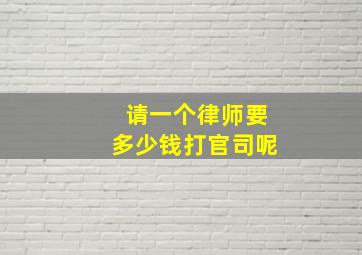 请一个律师要多少钱打官司呢