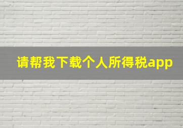 请帮我下载个人所得税app